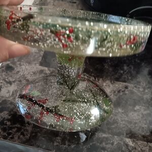 Festive Acryllic Candle Holder with Holly Design